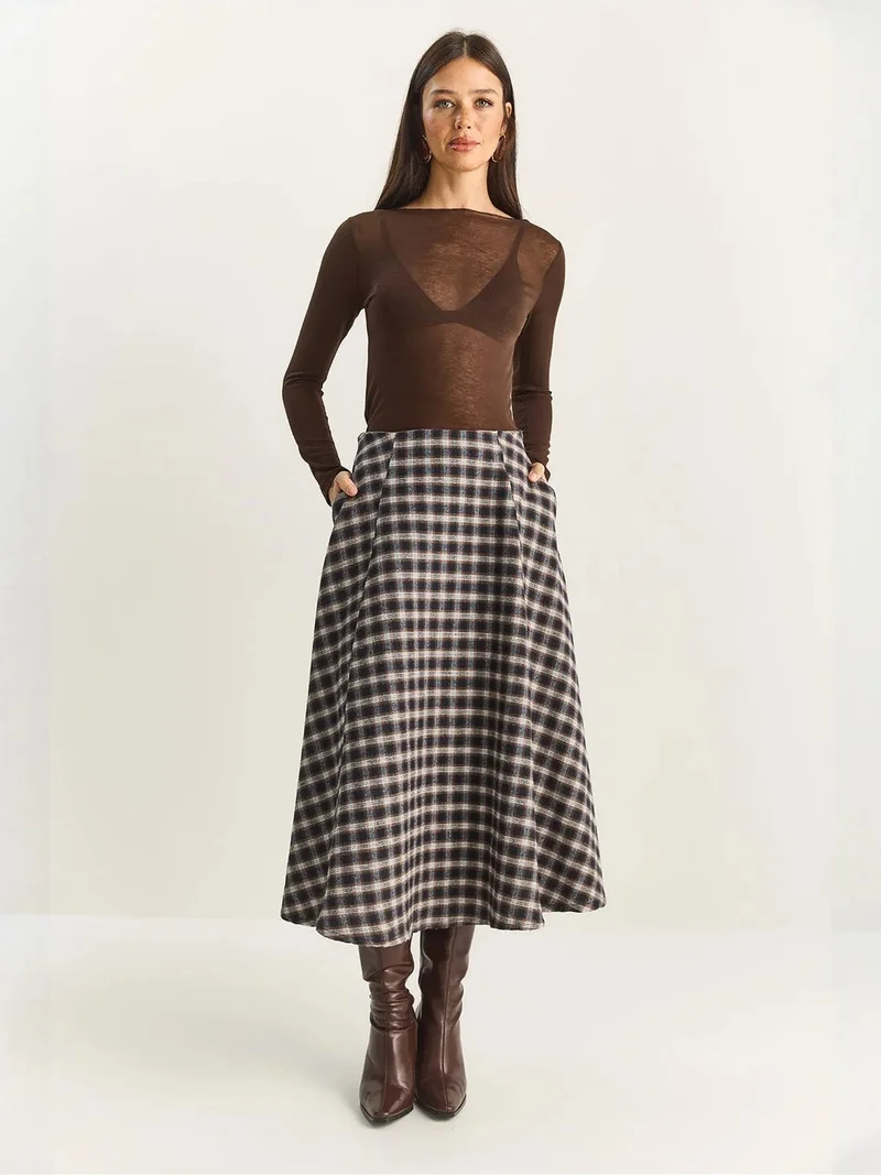 Bianco Lucci LUCCI High Waist Midi Skirt